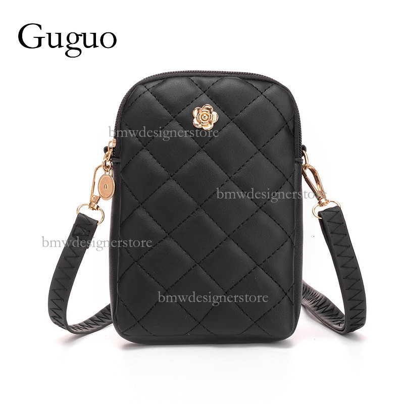 Guguo Womens Crossbody Phone - Korean Style Mini Handbag with Zipper, Diamond Grid Design, Single Shoulder Versatile Bag Z260124