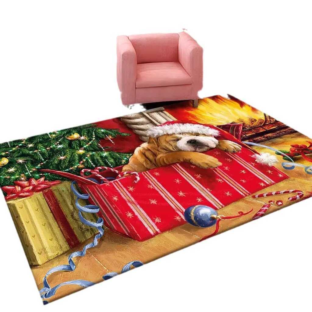 New Christmas carpet crystal velvet Christmas carpet living room dirt resistant easy to take care of absorbent non-slip carpetM251117