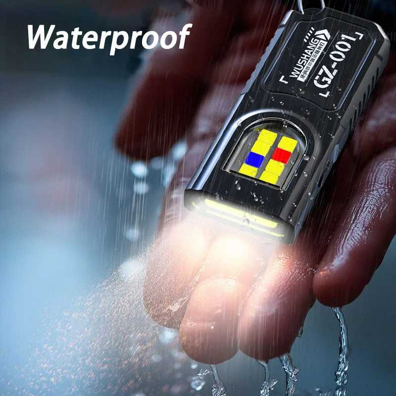 Multifunctional Keychain Flashlight USB Rechargeable Mini Flashlight With COB Work Light Keyring Camping Walking Pocket Lamp M251117