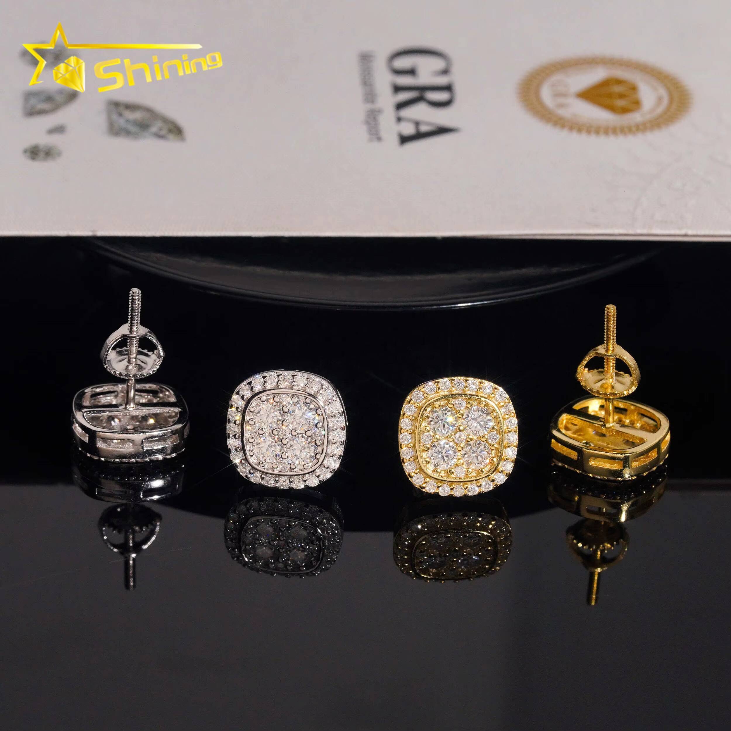 Local Stock Fast Shipping Iced Out Jewelry Screw Back Hip Hop 925 Silver VVS Moissanite Earrings