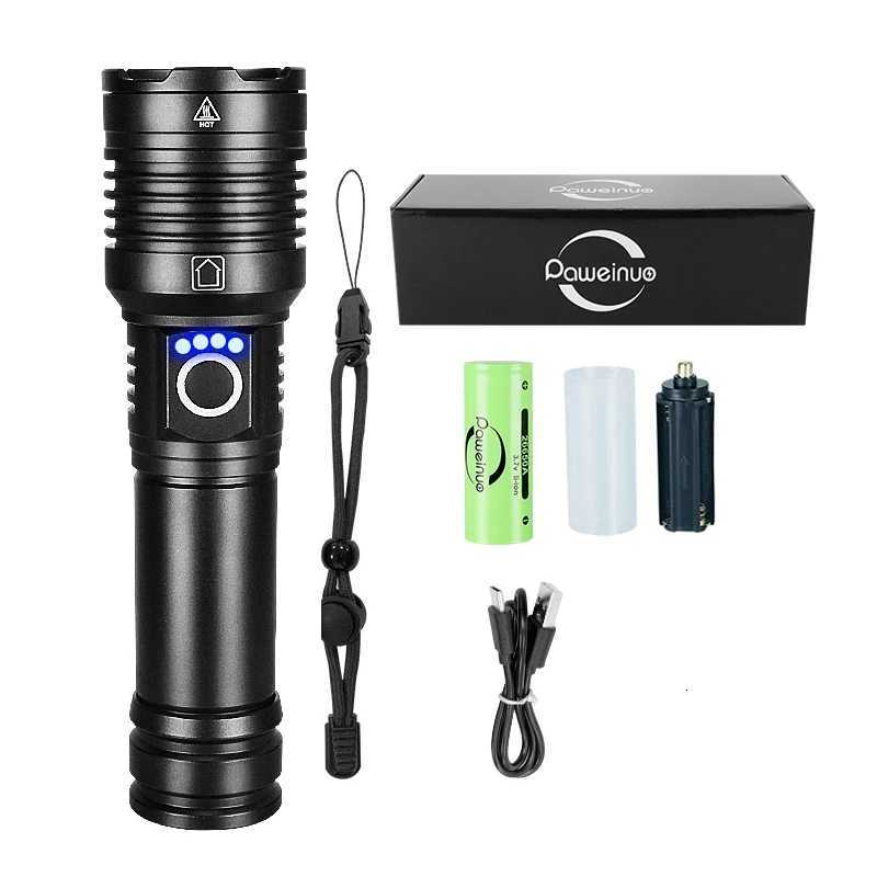 XHP 120 High Power LED Flashlight 18650 26650 Battery Lanterna USB Rechargeable Torch Zoomable Emergency Outdoor Camping Fishing M251117