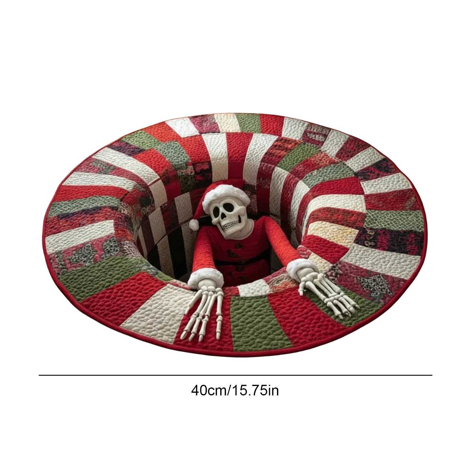40cm Christmas Snowman Round Rug Doormat 3D Red Hat Circular Rug Anti Fouling Anti Slip Rug Retro Perfect Choice for Holiday HomM251117