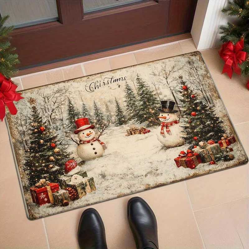 VIKAMA Christmas Carpet Welcome Mat Winter Floor Mat Rug For Bedroom Carpet For Live Room Indoor CarpetM251117