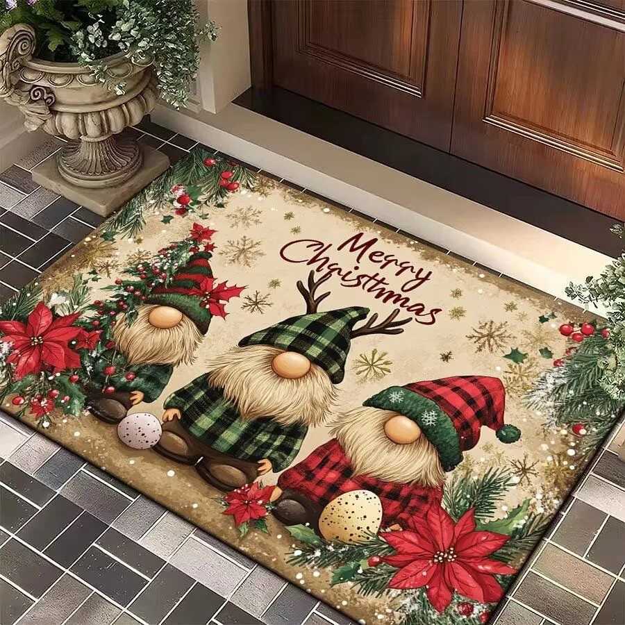VIKAMA Christmas Cartoon Printed Carpet Home Decor Dirt-Resistant Easy To Clean Entrance Hall Hallway Bathroom Non-Slip MatM251117