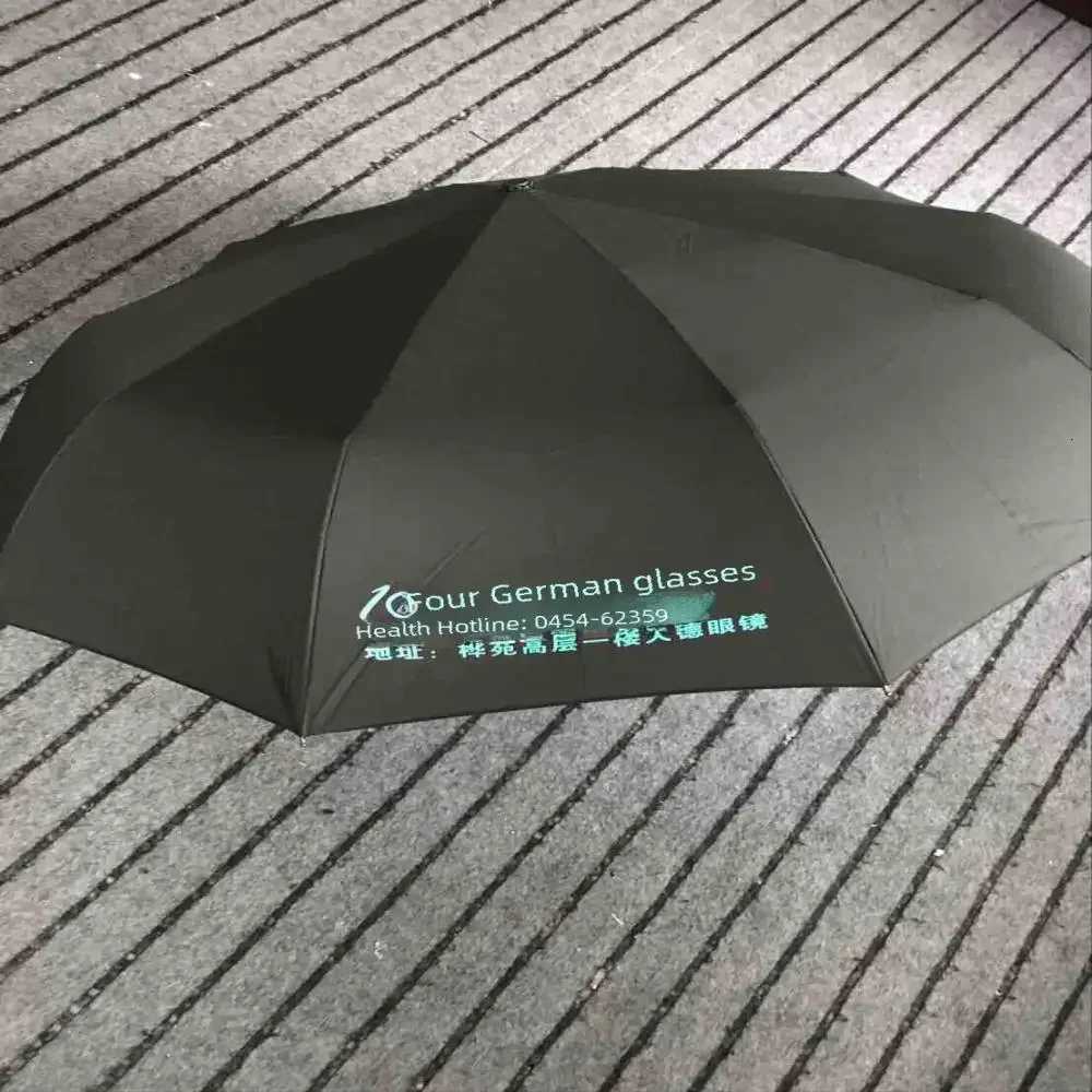 Sturdy 10 Rib Windproof Auto Open Business Umbrella Durable Black Promotional Parasol Large Coverage Rain Protection Custom C251117