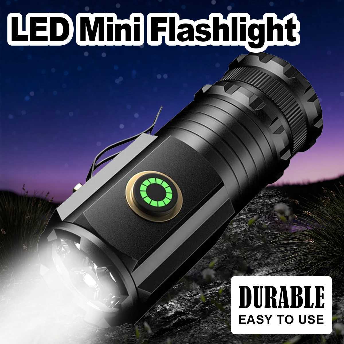 Flashlight With Power Indicator Clip On Keychain Led Rechargeable Emergency Usb Flashlights Magnetic Waterproof White Small Mini M251117