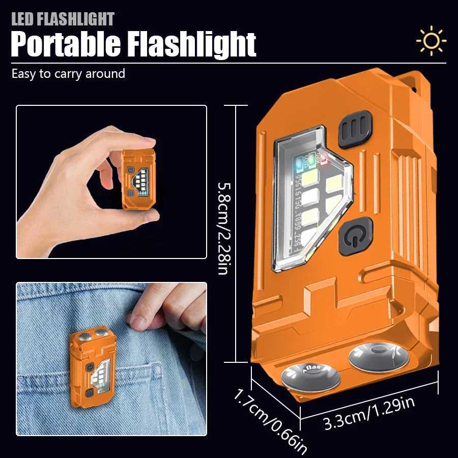 Mini Keychain EDC Flashlight Rechargeable Magnetic Torch Super Bright Pocket LED Torch Pen Clip Headlamp Outdoor Fishing Lamp M251117