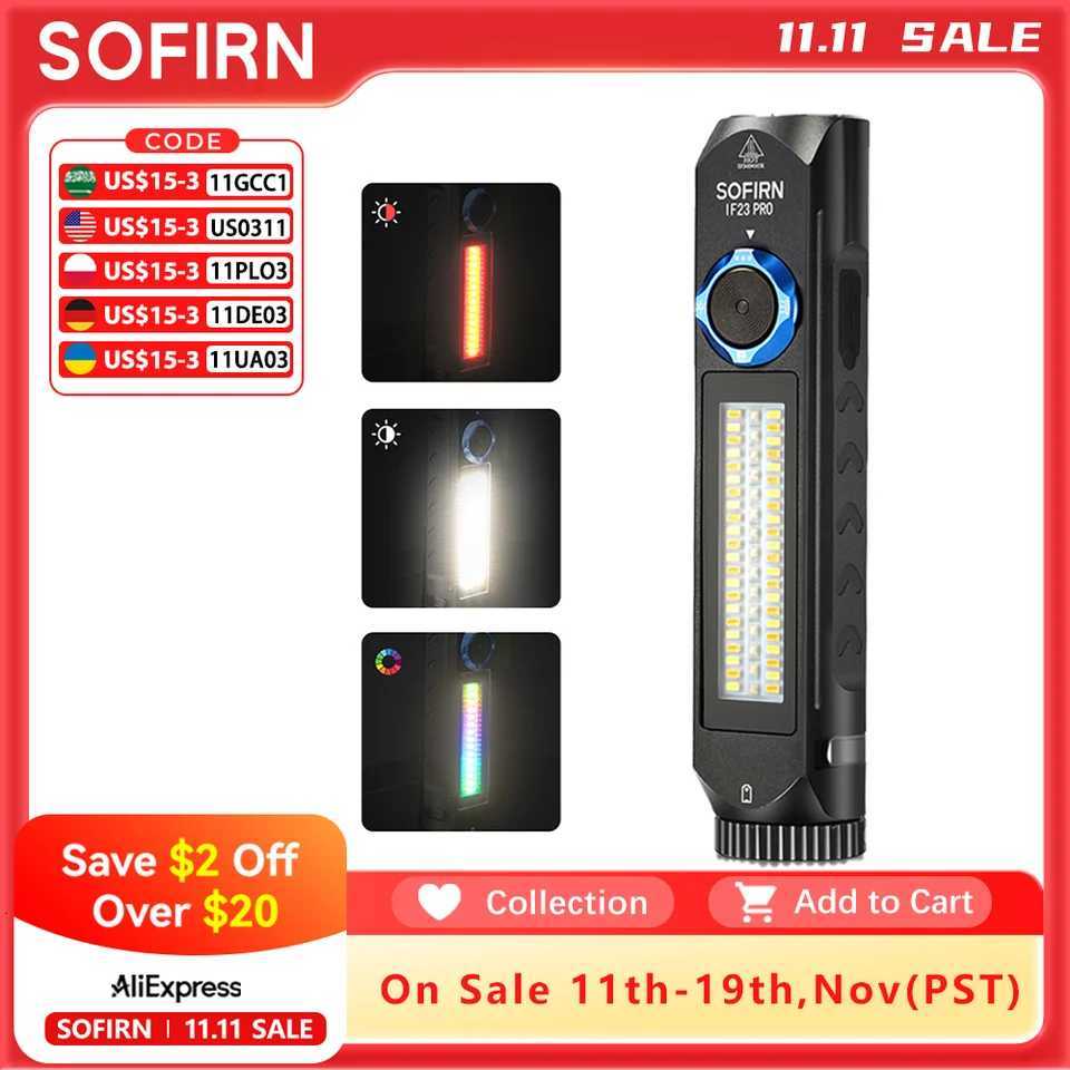 Sofirn IF23 PRO RGB Flashlight 21700 USB Rechargeable Torch XHP70B 5000lm Powerful LED Powerbunk Lamp with Magnetic IP66 M251117
