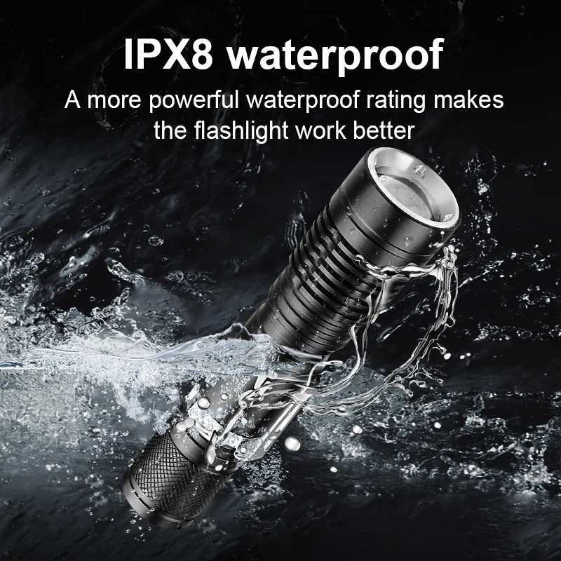 Super Bright Diving Flashlight Portable 100 Meters Diving Torches IPX8 waterproof Diving Lamp Underwater Hunting Lantern Fishing M251117