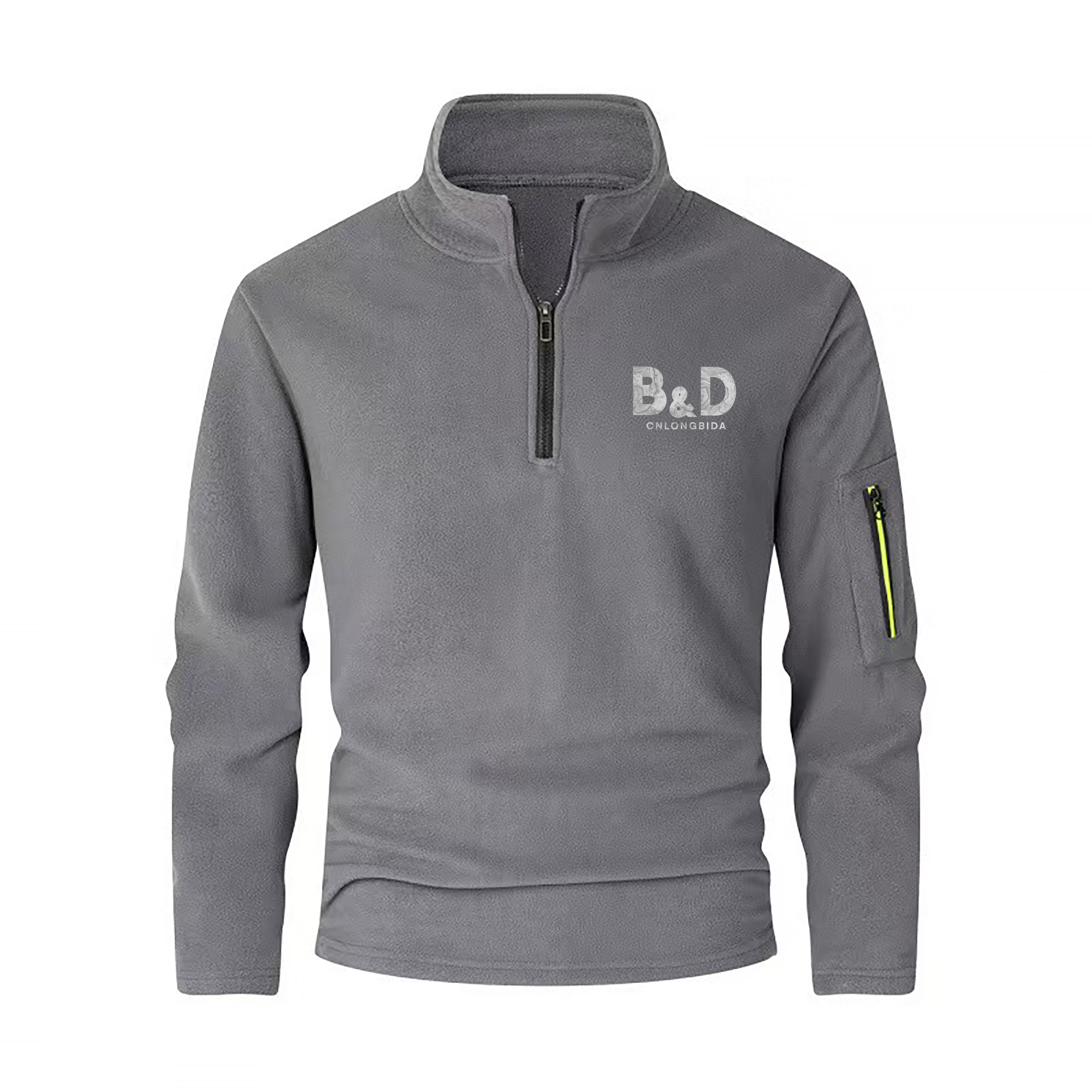 Mens Designer Stand Collar Fleece Pullover - Half-Zip Warm Thickened Casual Sweatshirt, Autumn Winter wear