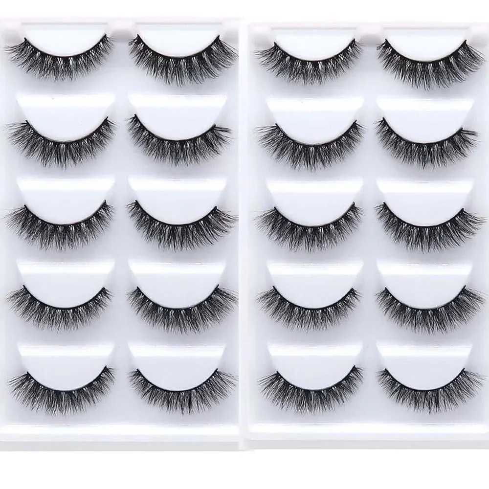 AMSNCN NEW 5Pair 100 Real 3D Mink Lashes Soft Natural False Eyelashes Makeup Long Eye Lashes Eyelash Extension ciliosH13miniT251117