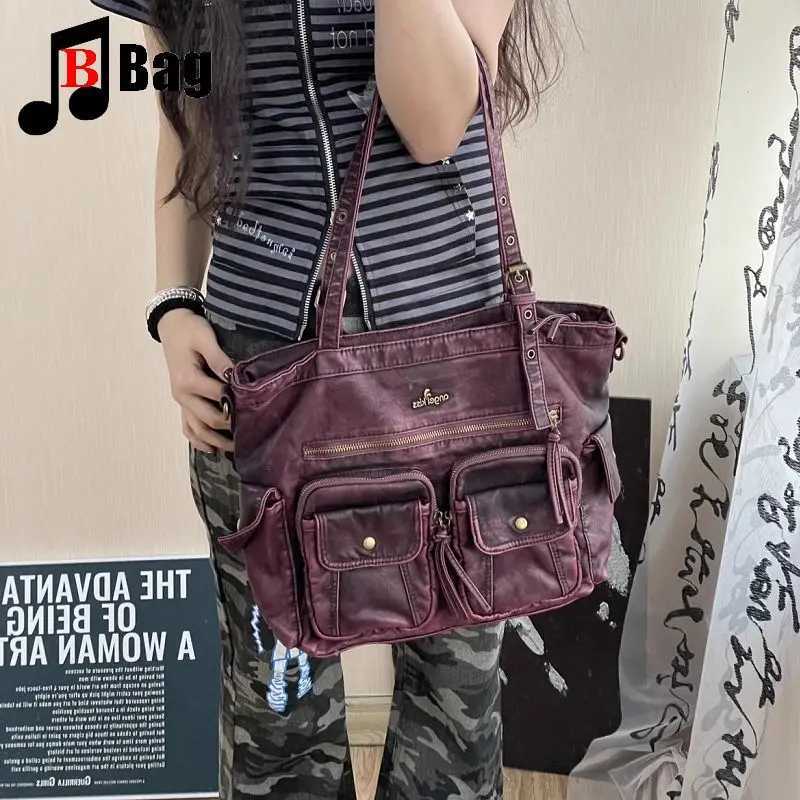 Harajuku Y2K Gothic Womens Girls subculture Handbags Versatile One Shoulder Make old motorcycle bags high-capacity Bag TotesW251115