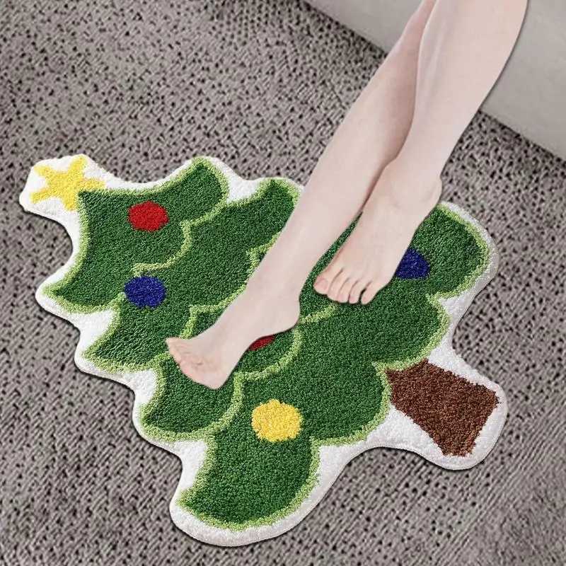 1pc Anomalous Floor Mat Santa Claus Christmas Tree Bathroom Floor Mat Living Room Entrance Door Mat Holiday Decoration CarpetM251117