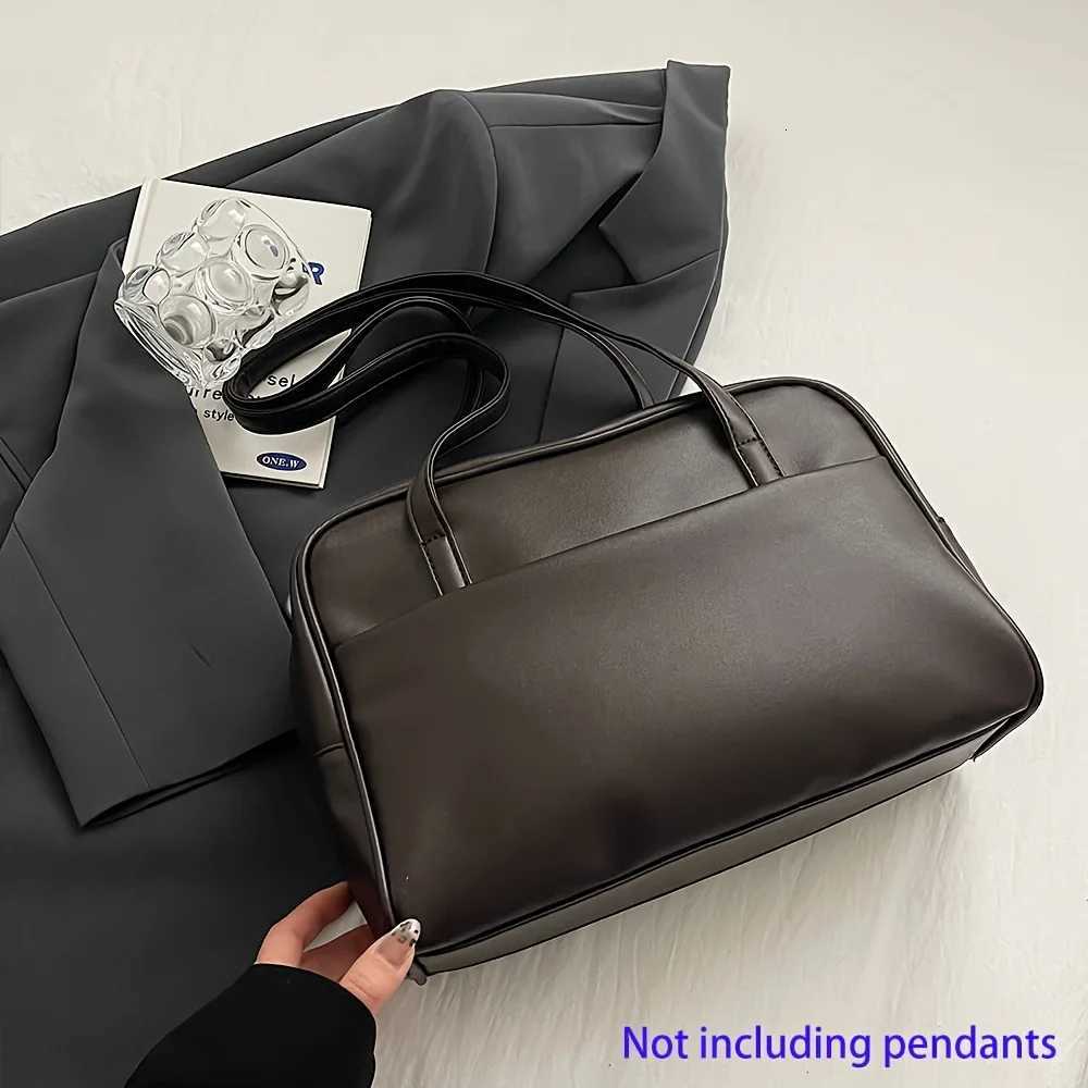 Retro College-Style Single-Shoulder Bag Versatile Large-Capacity Commuter Bag Fashionable Boston BriefcaseW251115