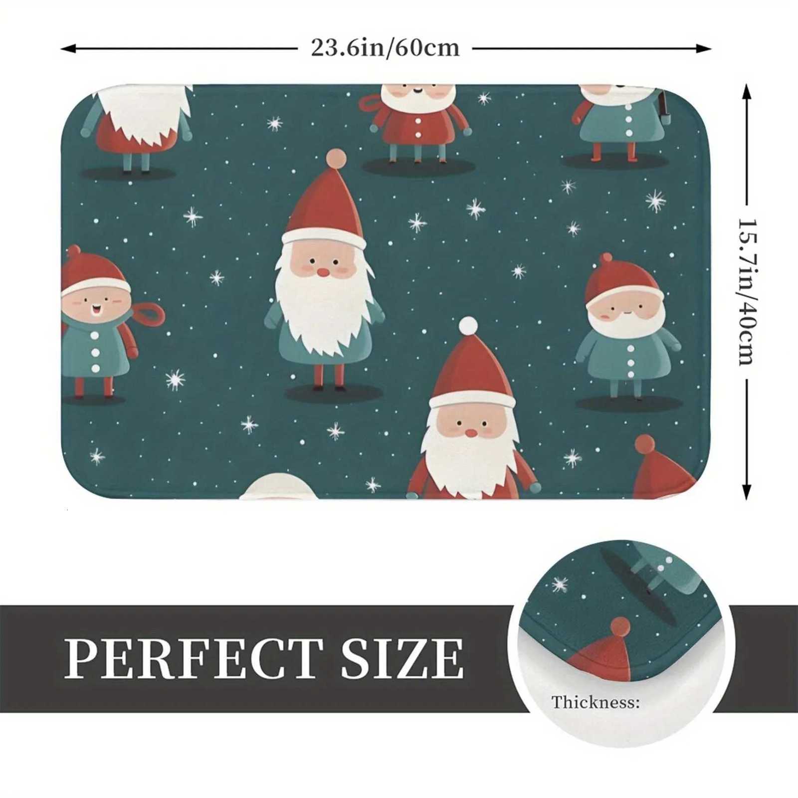 Christmas Doormat - Cheerful Santa Claus pattern polyester non-slip mat for indoor and outdoor home entrancesM251117