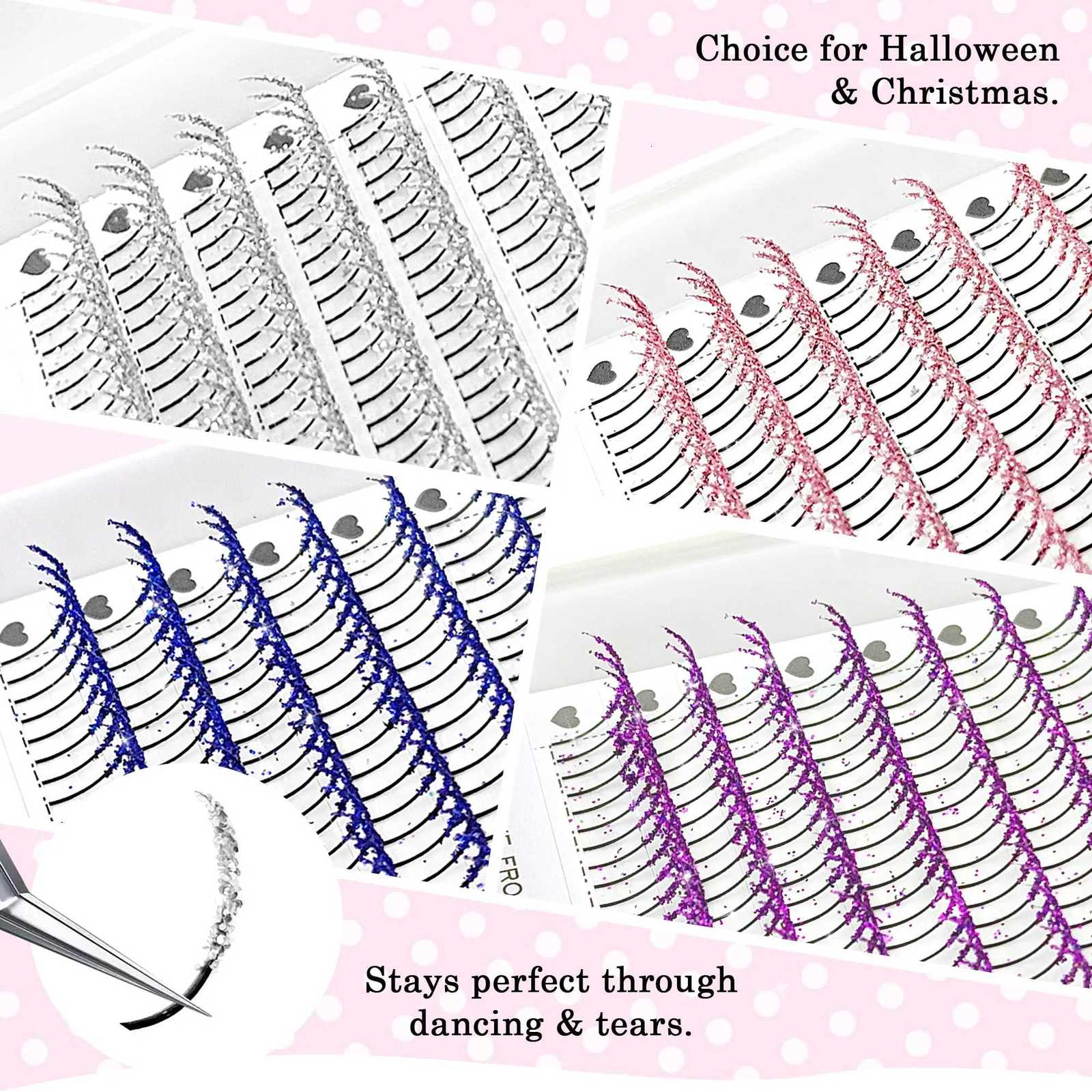 Colors Glitter Fashion Shiny Colorful False Spikes Eyelashes Extension Mink Individual Lashes Mix Color Soft Cilias for HalloweeT251117