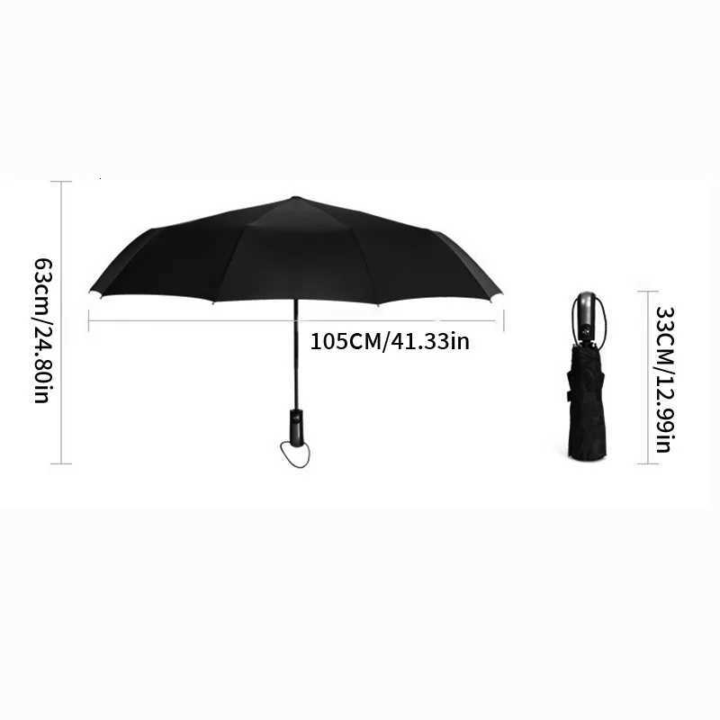 23 inch automatic folding umbrella business mens large double umbrella black rubber rain and rain dual-use umbrella three fo C251117
