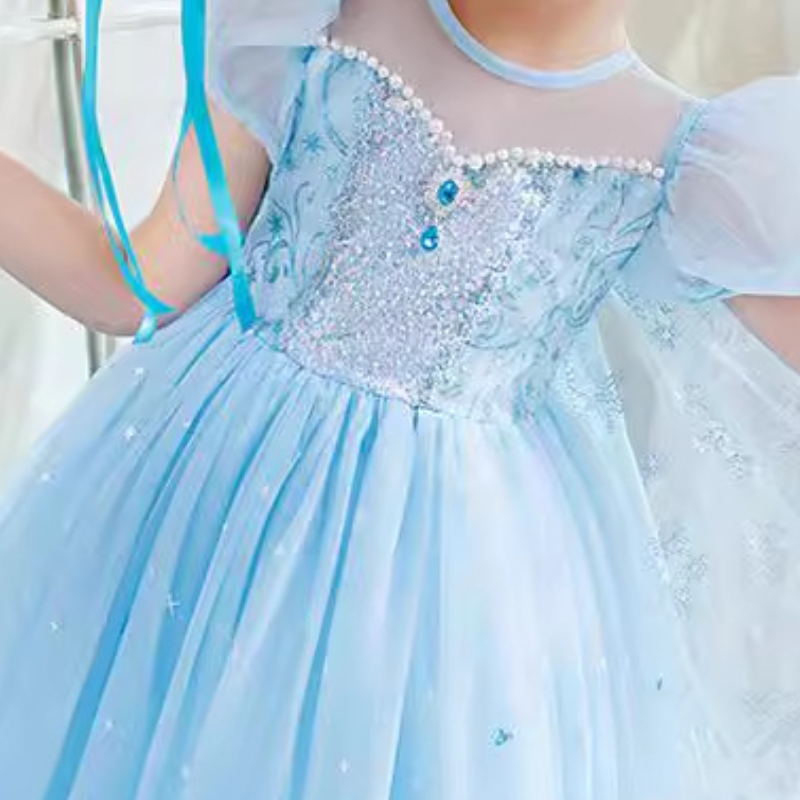 DISNEY toddler designer clothes baby girl designer clothes Elsa princess dress Summer dress children's birthday clothes.