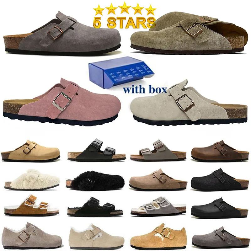 With Box Designer Clogs Sandals Clog Slippers Birkenstockkes Clog Men Women Summer Beach Buckle Slipper Sandal Sandale For Walking Flat Sole Suede Leather Slides