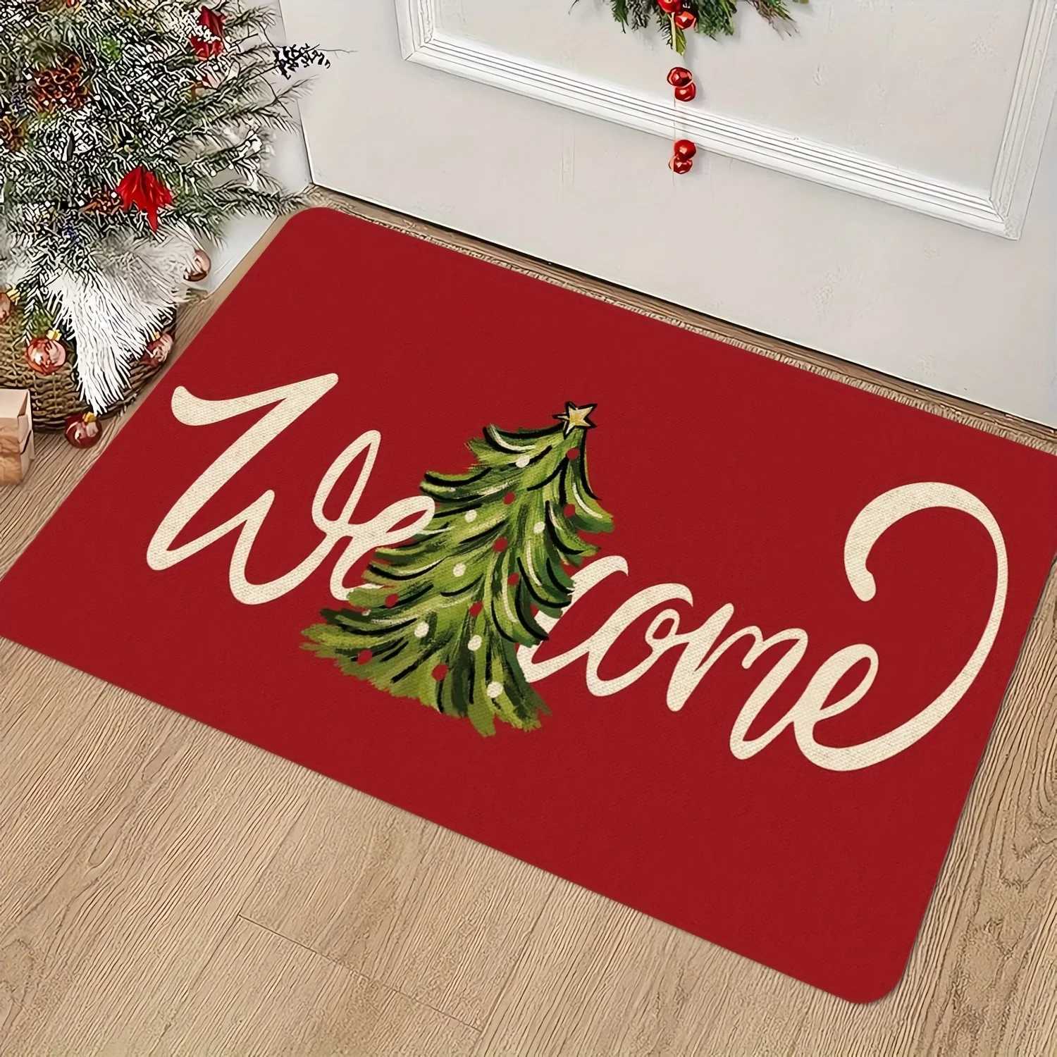VIKAMA Christmas Carpet Red Festive Carpet Soft Living Room Carpet Rug For Bedroom Doormat Welcome Mat Outdoor Carpet Home DecorM251117