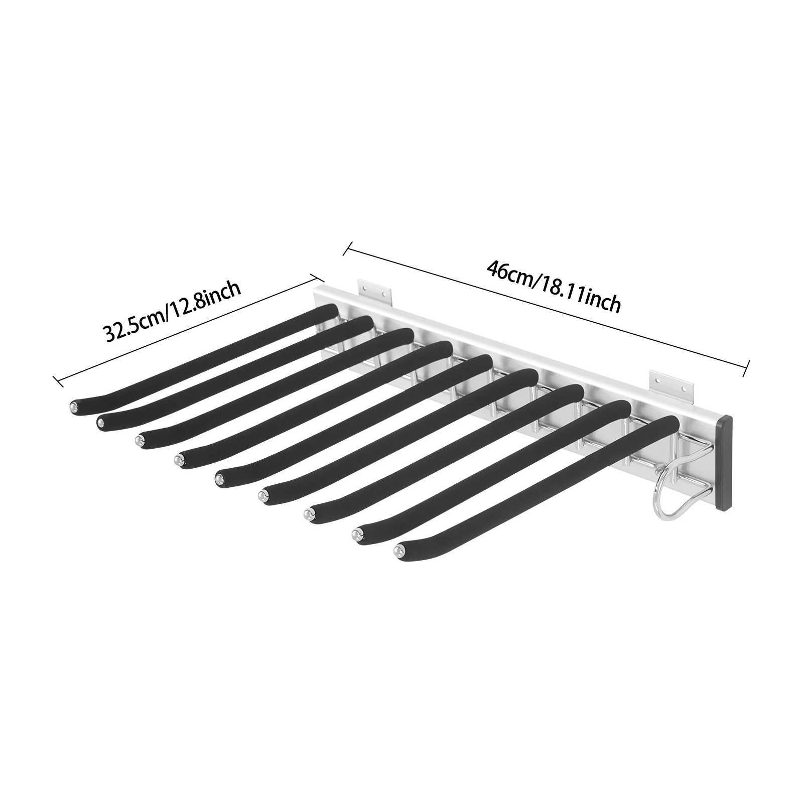Bymaocar 46325cm Pull Out Trousers Rack Sliding Pants Rack 9-rod Side Mounted Trouser Hanger C251117