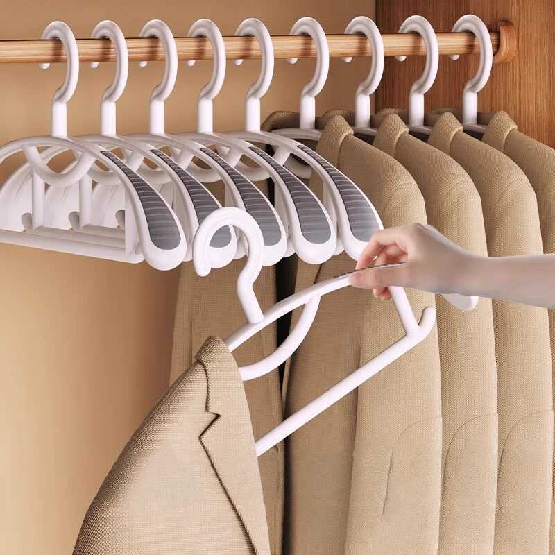 10PCS Household Clothes Drying Hanging Rack Adult Wide Shoulder Thickened Non-slip Plastic Hangers C251117