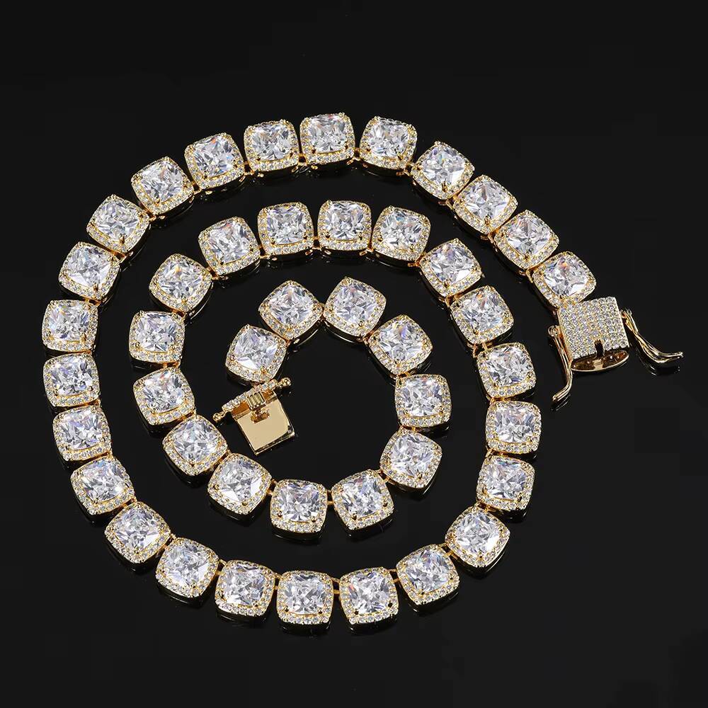 Moissanite Hip Hop Men Necklace Jewelry Diamond Choker Zircon Tennis Chain Iced Out Necklace