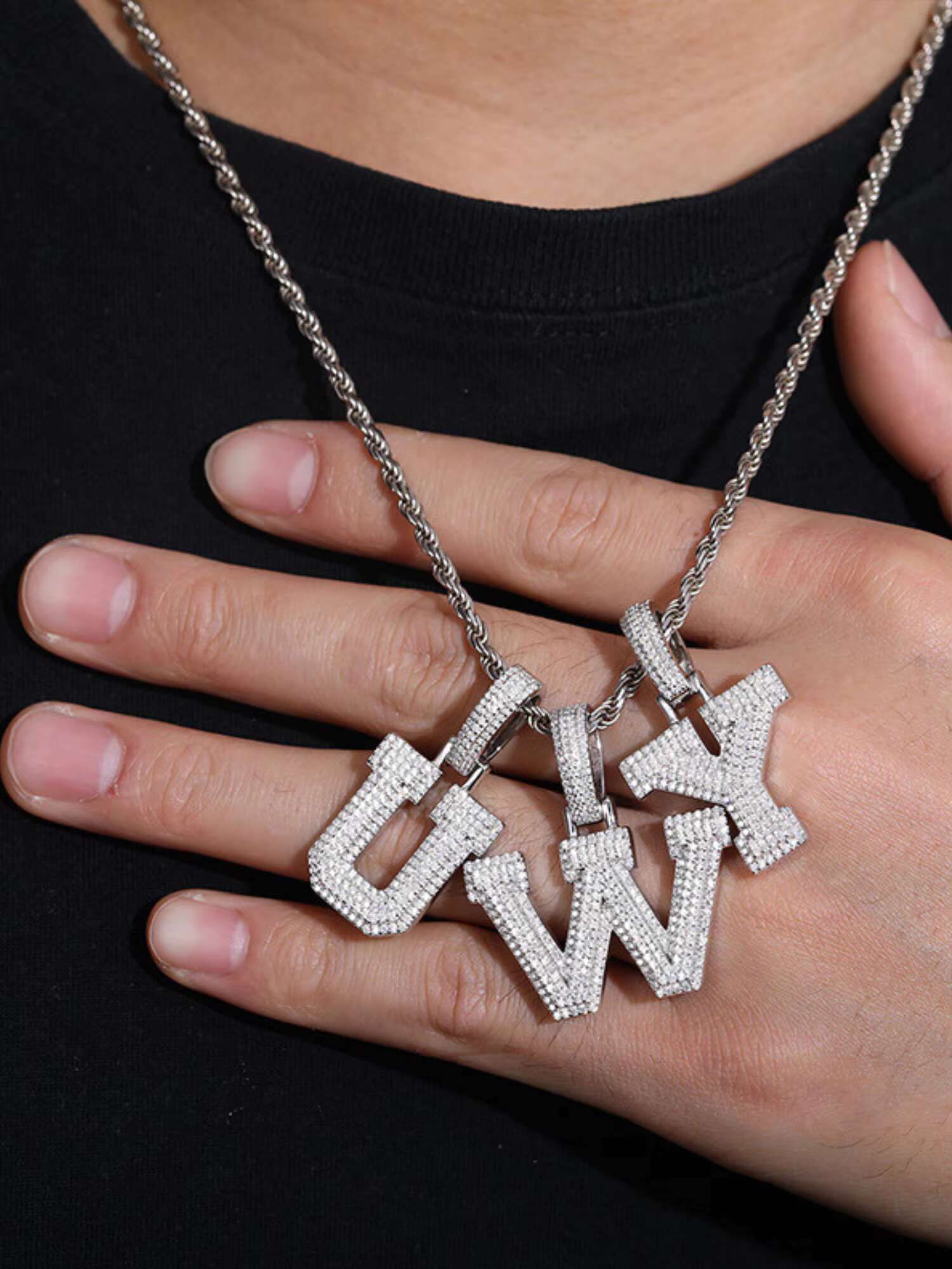 925 Silver Jewelry 26 Alphabet Moissanite Pendants Personalized Custom Necklace for Womens Style