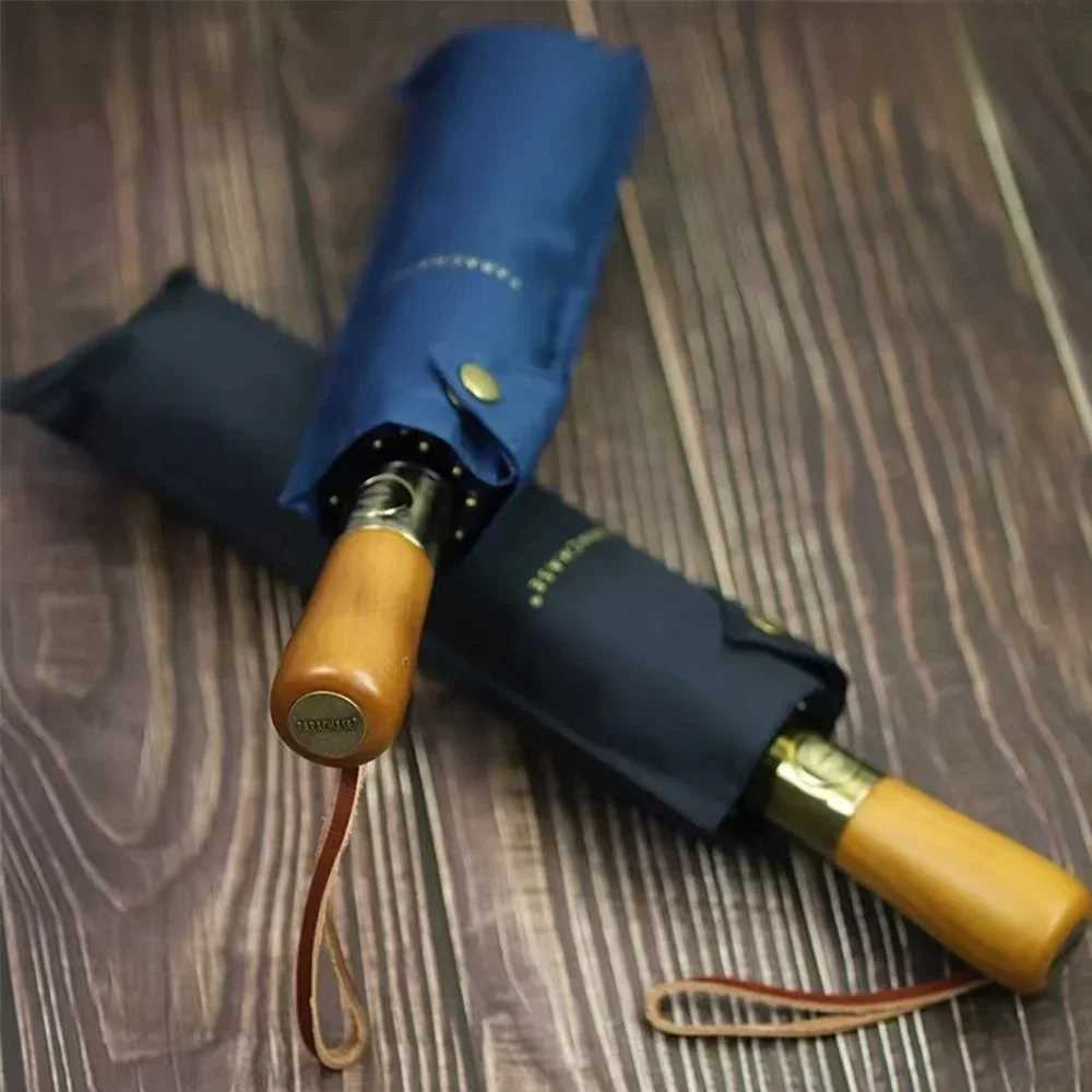 OLYCAT Fully Automatic Umbrella Men 10K Windproof Folding Umbrella 280T Fabric Big Parasol Umbrella Wooden Handle C251117