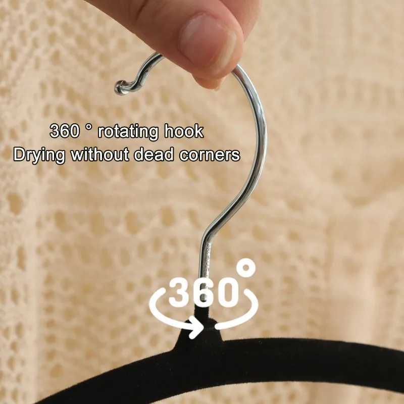 Non-slip Plush Clothes Hangers Anti Shoulder Corner Clothes Hanger Laundry Rotating Hook Clothes Hangers Seamless Arc Organizer C251117