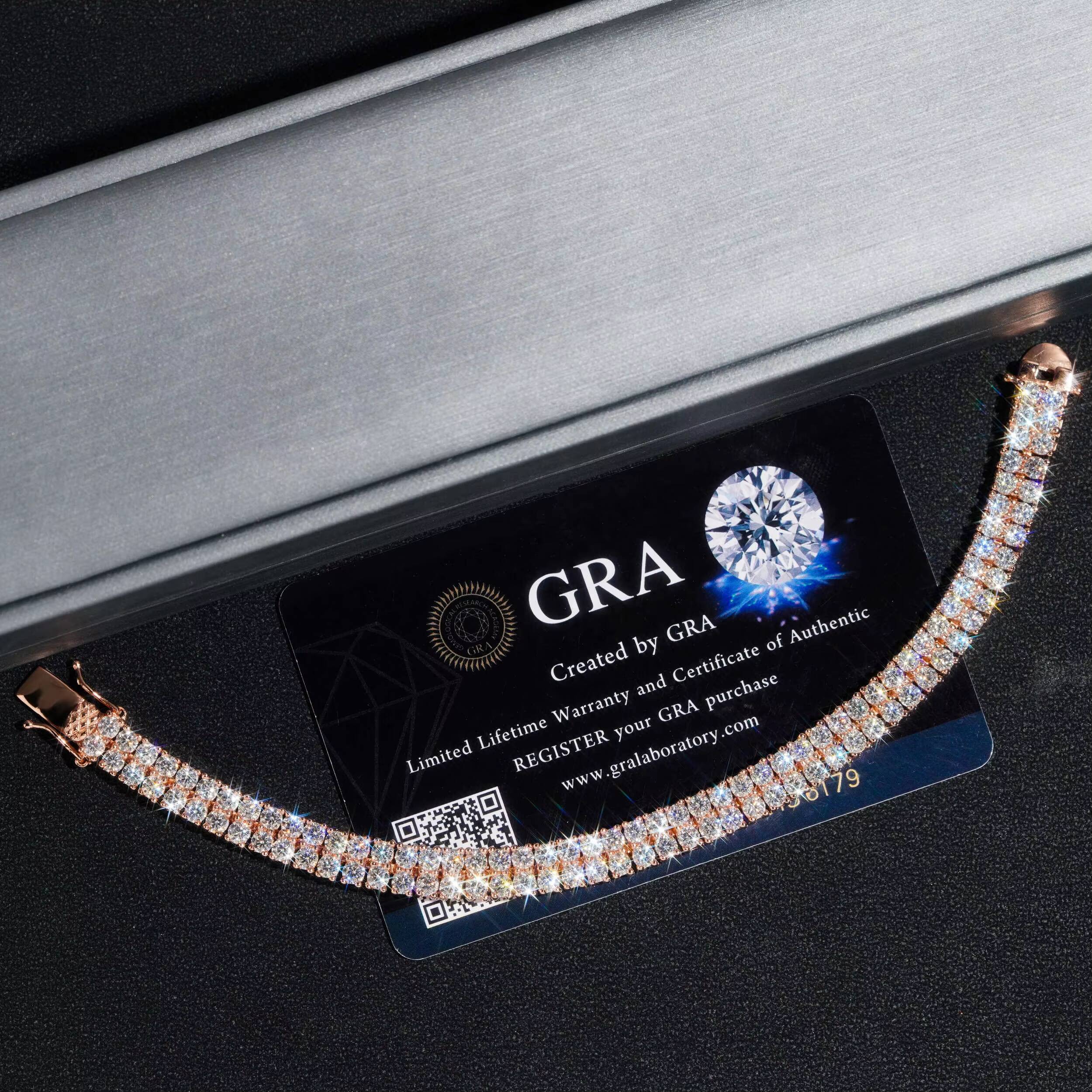 Double Rows Diamond 6mm Width Tennis Chain Silver 925 Vvs Moissanite Hip Hop Jewelry Lab Diamond Tennis Bracelet