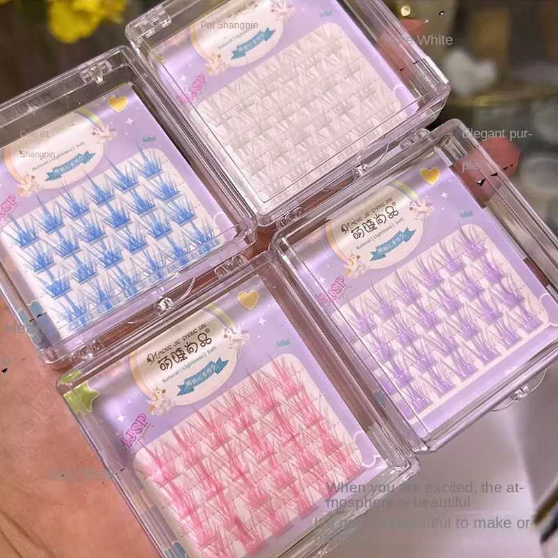 Pink/White/Blue/Purple Colored Eyelash Clusters Manga Lashes Colored False Eyelashes Natural Long Faux Bunche Makeup WholesaleT251117