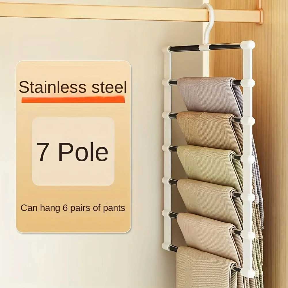 1pc Stainless Steel Jeans Hanger with Folding Design for Leggings and Wide-Leg Pants - Space-Saving Closet Organizer C251117