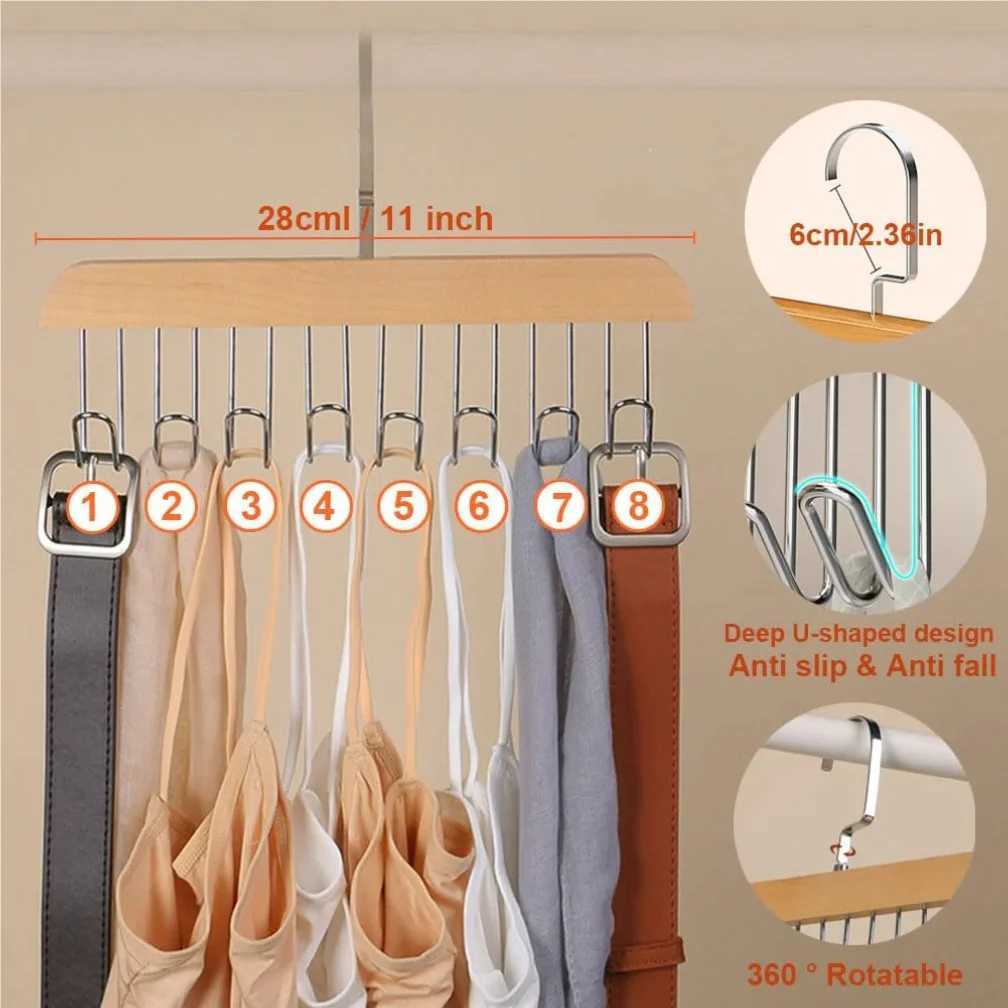Multi-functional Belt Hanger Clothes Organizer Multifunctional Wooden Underwear Vest Storage Home Dorm Wave Hanger Drying Rack C251117