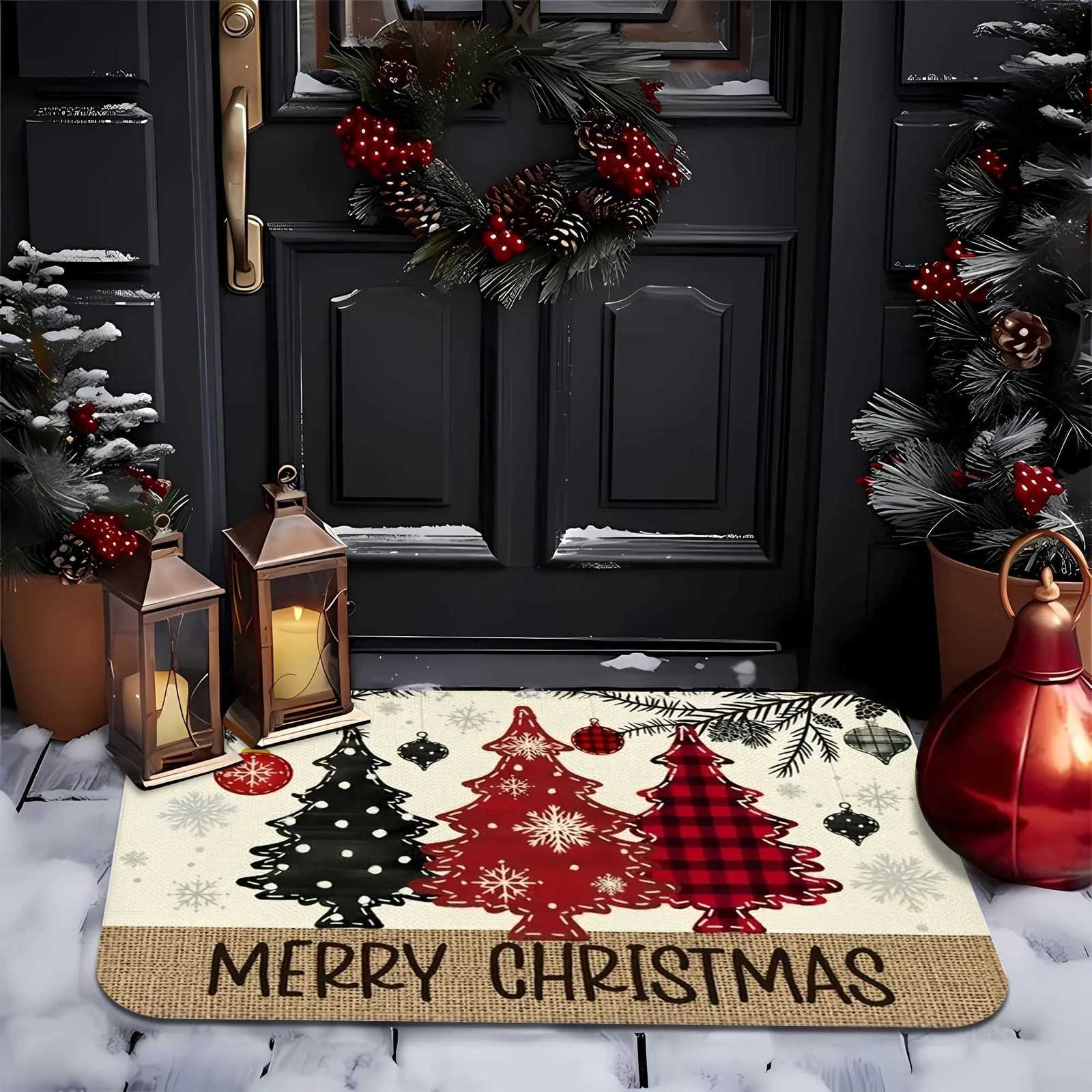 Merry Christmas decoration door mat Christmas tree printed floor mat suitable for home room bathroom kitchen non-slipM251117