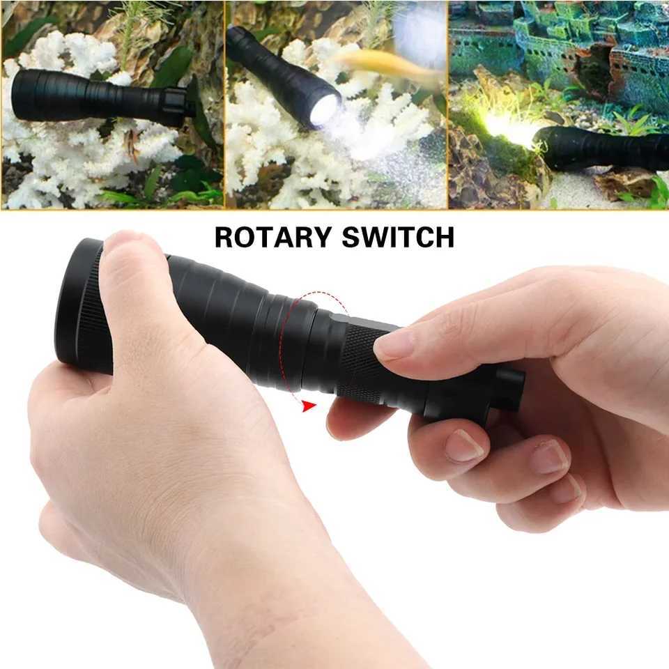 BORUiT DIV05 1050LM LED Scuba Diving Flashlight IPX8 Waterproof Underwater 150M Torch Submarine Lantern Use 18650 Battery M251117