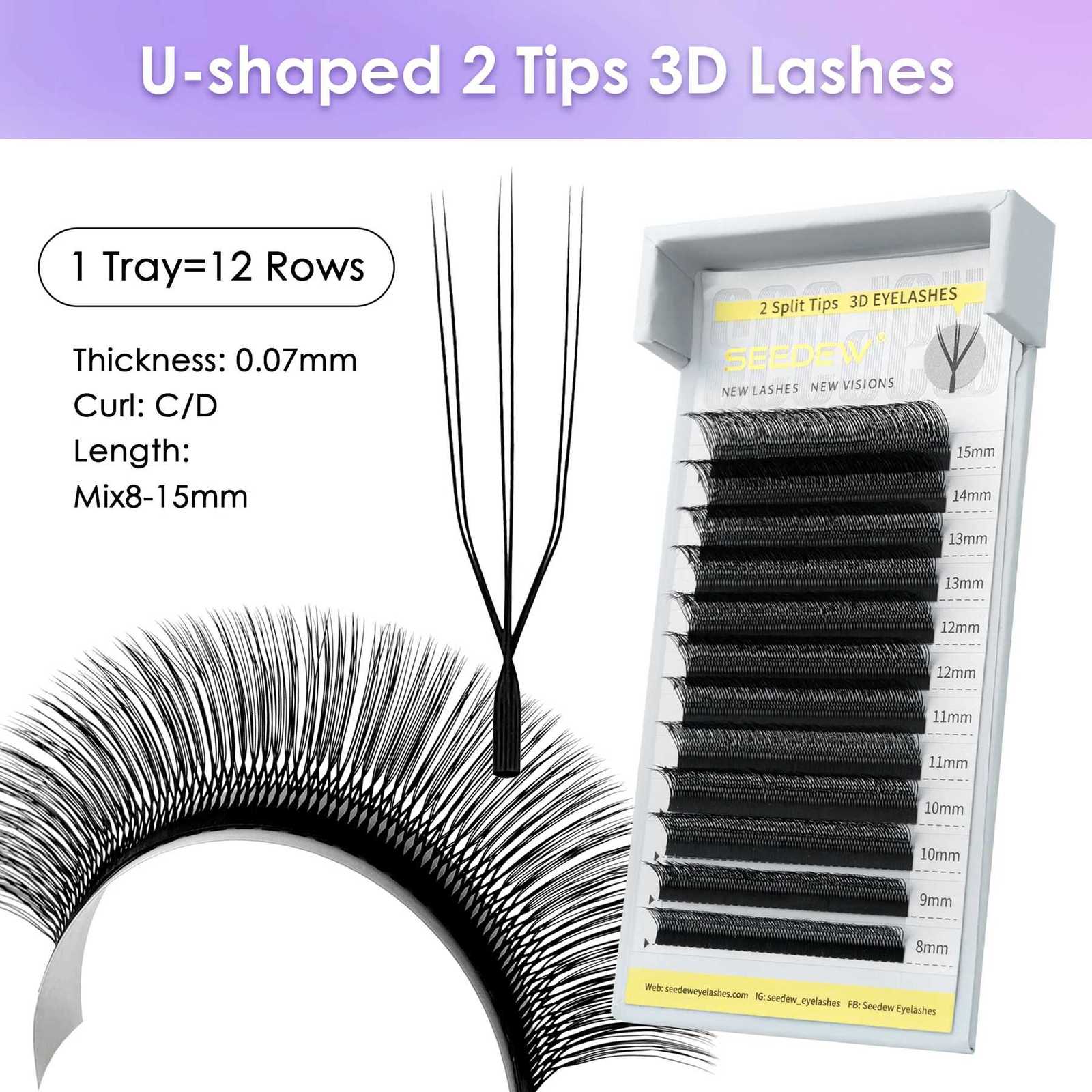 SEEDEW 2D/3D/4D/5D U Shaped Eyelashes Extension Premium Soft False Eyelashes Premade Fan U LashesT251117