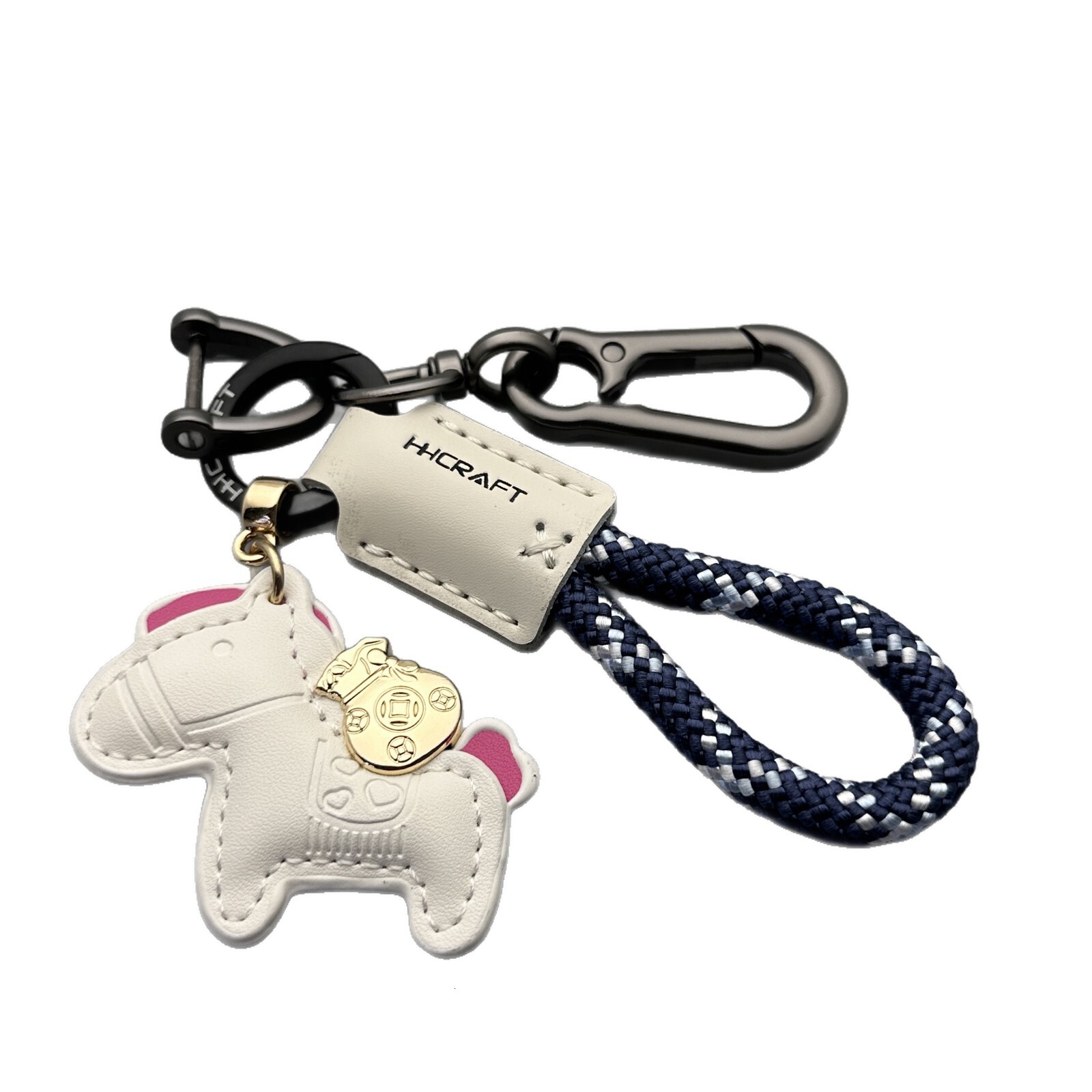 In Stock Jewelry Tongma Bag Money Keychain Creative Car Key Eight Figure Ring Leather Braided Rope