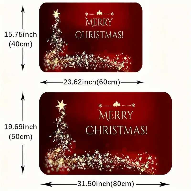 VIKAMA Merry Christmas Shining Stars Pattern Christmas Welcome Doormat Area Rug-Machine Washable-For Living Room BedroomM251117