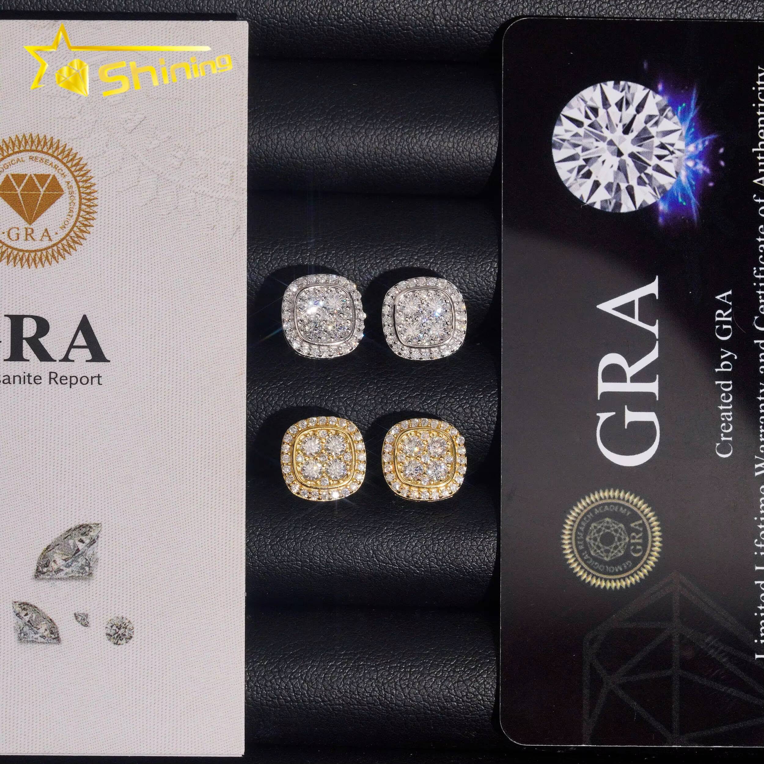 Local Stock Fast Shipping Iced Out Jewelry Screw Back Hip Hop 925 Silver VVS Moissanite Earrings