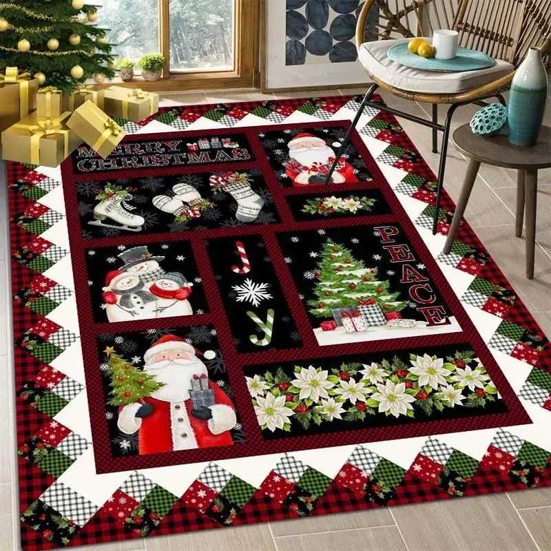Christmas Red Truck Snowman Carpet for Living Room Decor Sofa Table Large Area Rugs Playroom Childrens Play Anti-slip Floor MatM251117