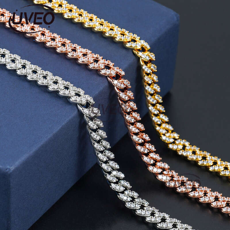 Sterling Silver VVS Iced Out 925 Gold Jewelry Moissanite Cuban Chain Hiphop Pass Dias Tester Pendant Cuban Link Chains High Quality Gift Moissanite Ch