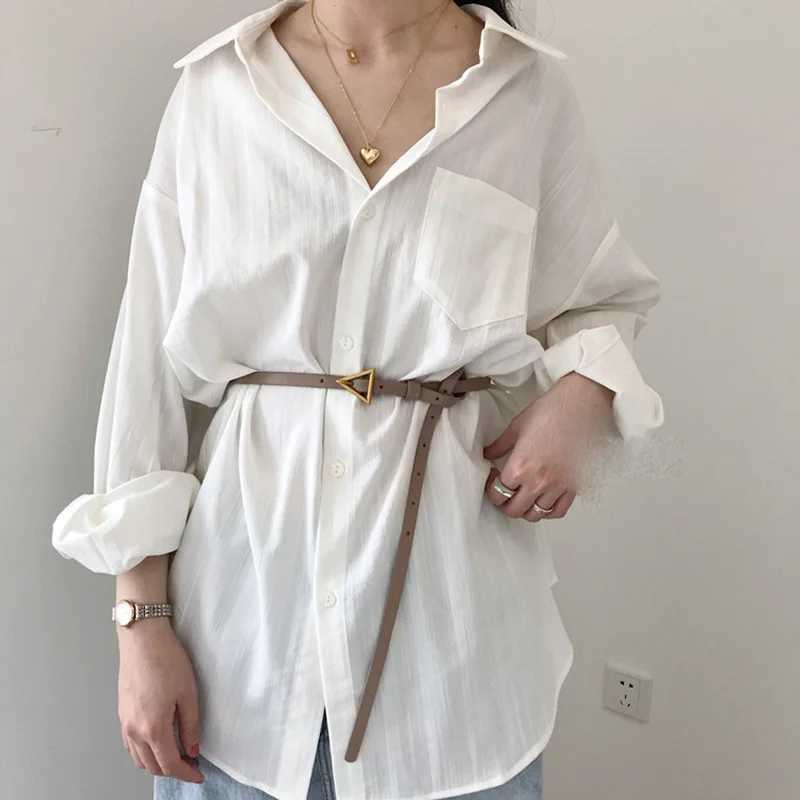 New leather thin belt retro triangle buckle internet famous womens Trouser fashionable fully matched decorative beltXJ250417