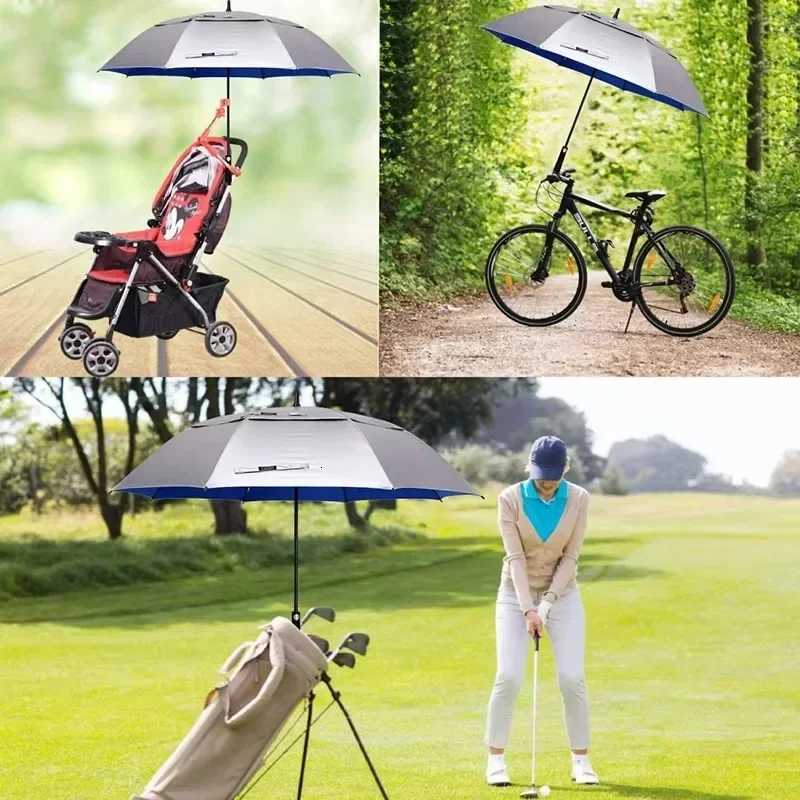 180CM Big Size Long Handle Umbrella Double-deck Large Rain Umbrellas Luxury Silver Dual Use Sunscreen Windproof Rain Gear Gift C251117