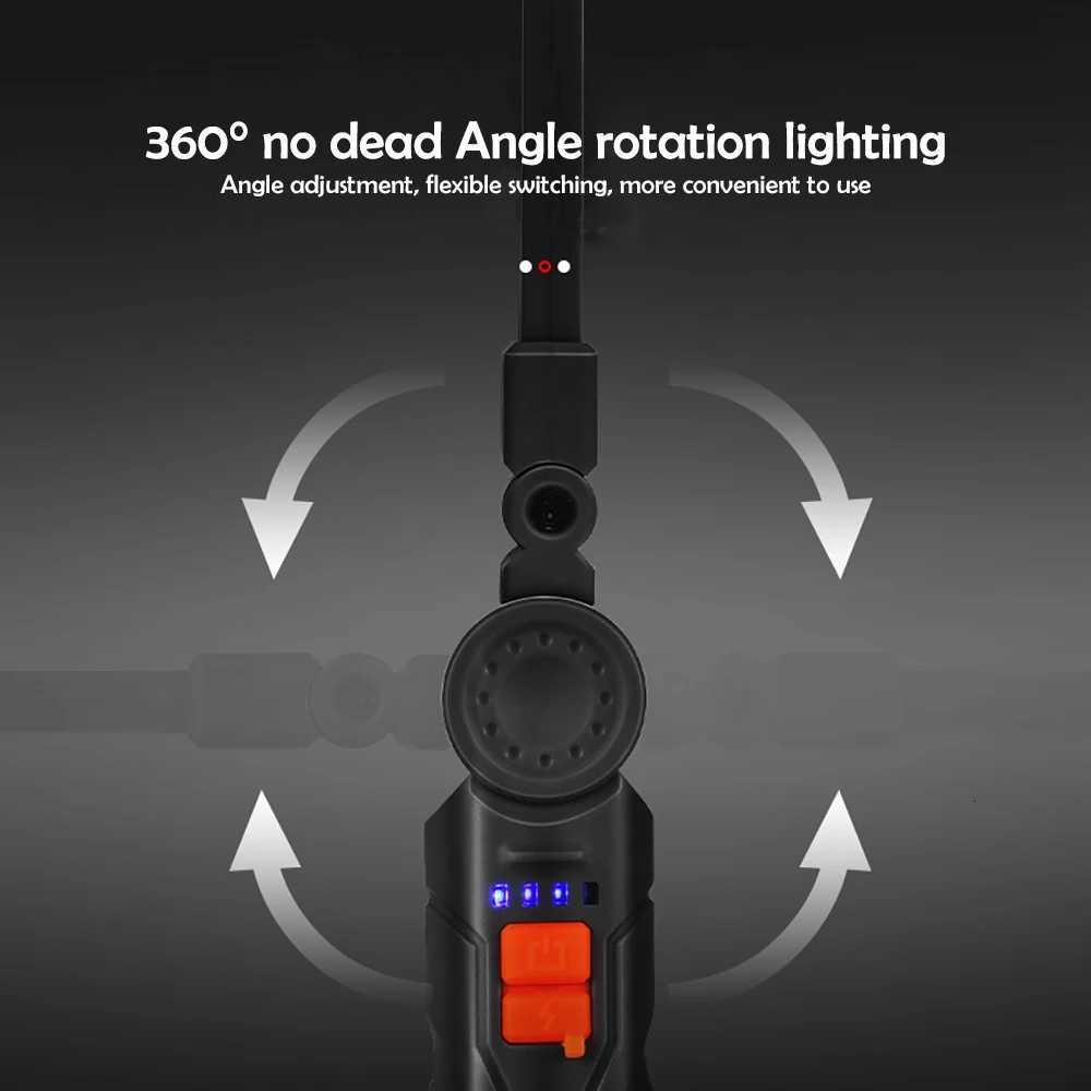 COB Work Light LED Work Flashlight With Magnetic Base Rechargeable Hanging Hook 360 Rotate Portable Inspection Light Camping M251117