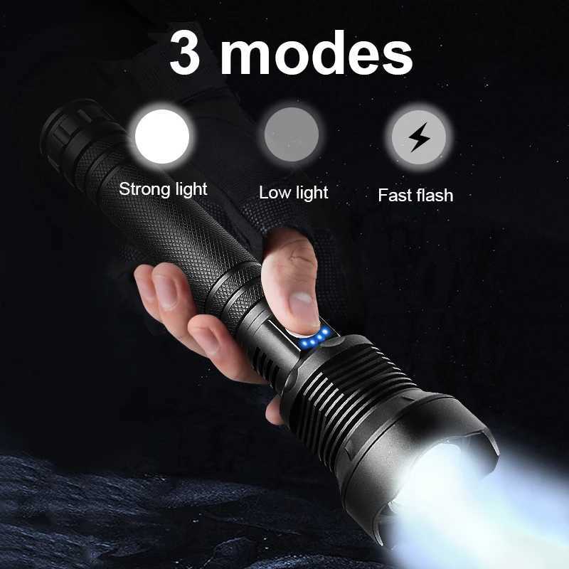 Most Powerful Flashlights XHP360 LED Lamp 15000000LM Super Bright Flashlight USB Rechargeable Lamp Tactical Lantern Waterproof M251117
