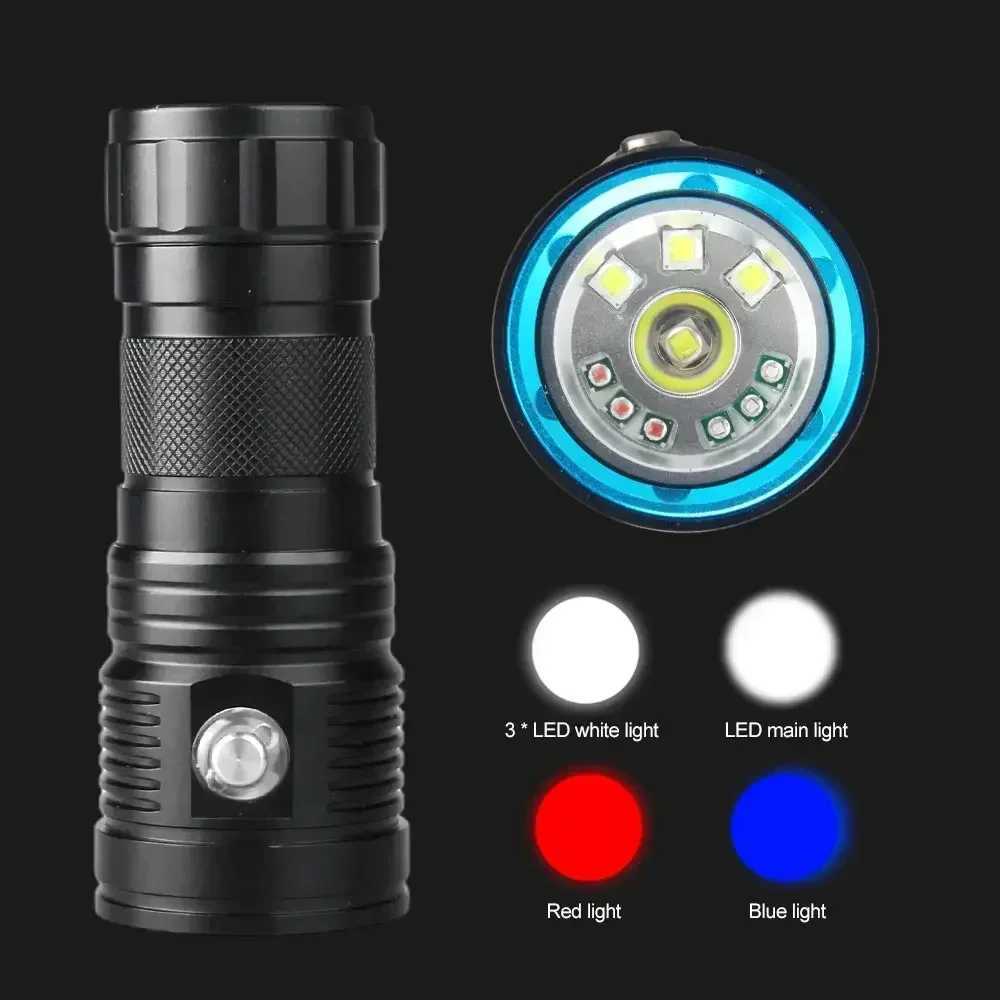 Diving flashlight charging strong light focus long flashlight plastic waterproof submersible lighting at night submersible High M251117