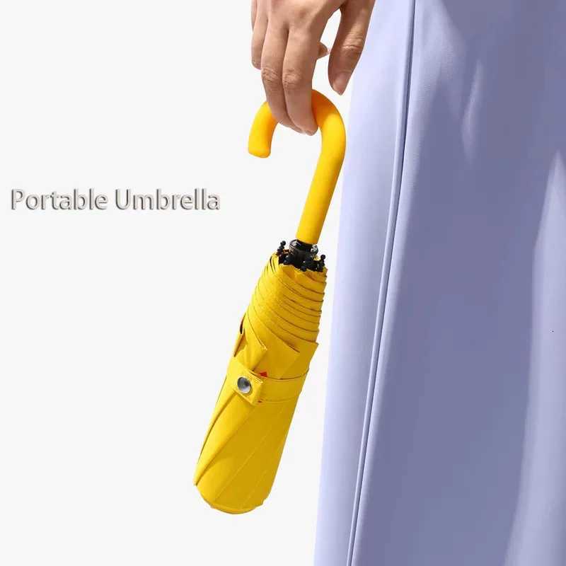 UV Proof Umbrella U-shaped handle Portable Outdoor 3 Folding Waterproof Umbrella Pink Umbrella for Women C251117