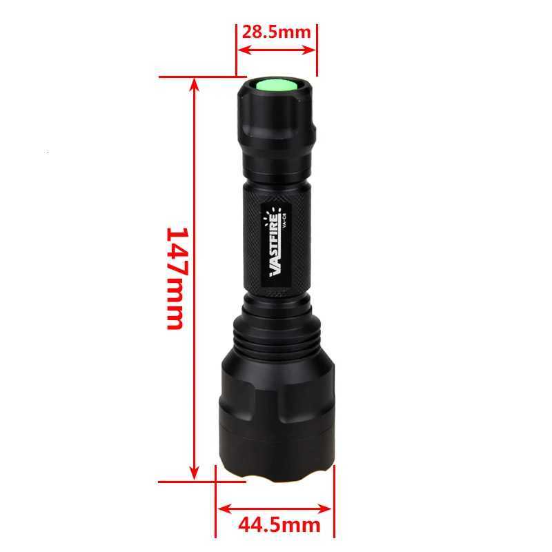 Tactical Light Green/Red/White LED Hunting Flashlight Torch Lamps Light Outdoor Multicolor Torch by 18650 Battery No Battery M251117