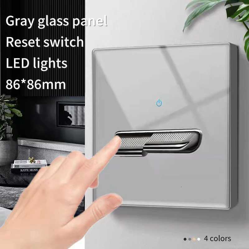 Grey Tempered Glass Wall Switch Panel Led European 16a Socket Retro Toggle Light Switch Eu Uk Standard 2usb Socket 1Gang-4gangW251117